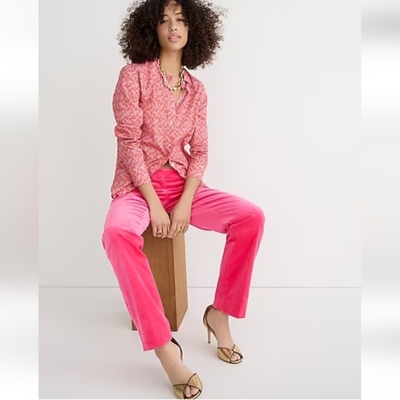 J Crew Full Length Kate Straight Leg Holiday Pants In Stretch Velvet - Picture 5 of 7